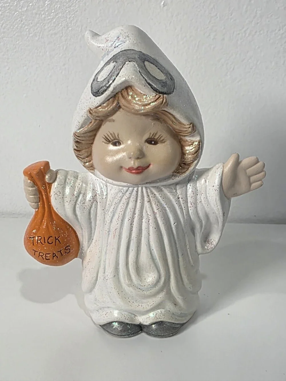 🎃Vtg Dona Mold Sweet Tot Girl In Ghost Costume Halloween Tricky Treats Figurine